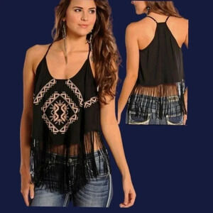 Windsor fringed racerback  tank top size Xsmall black color